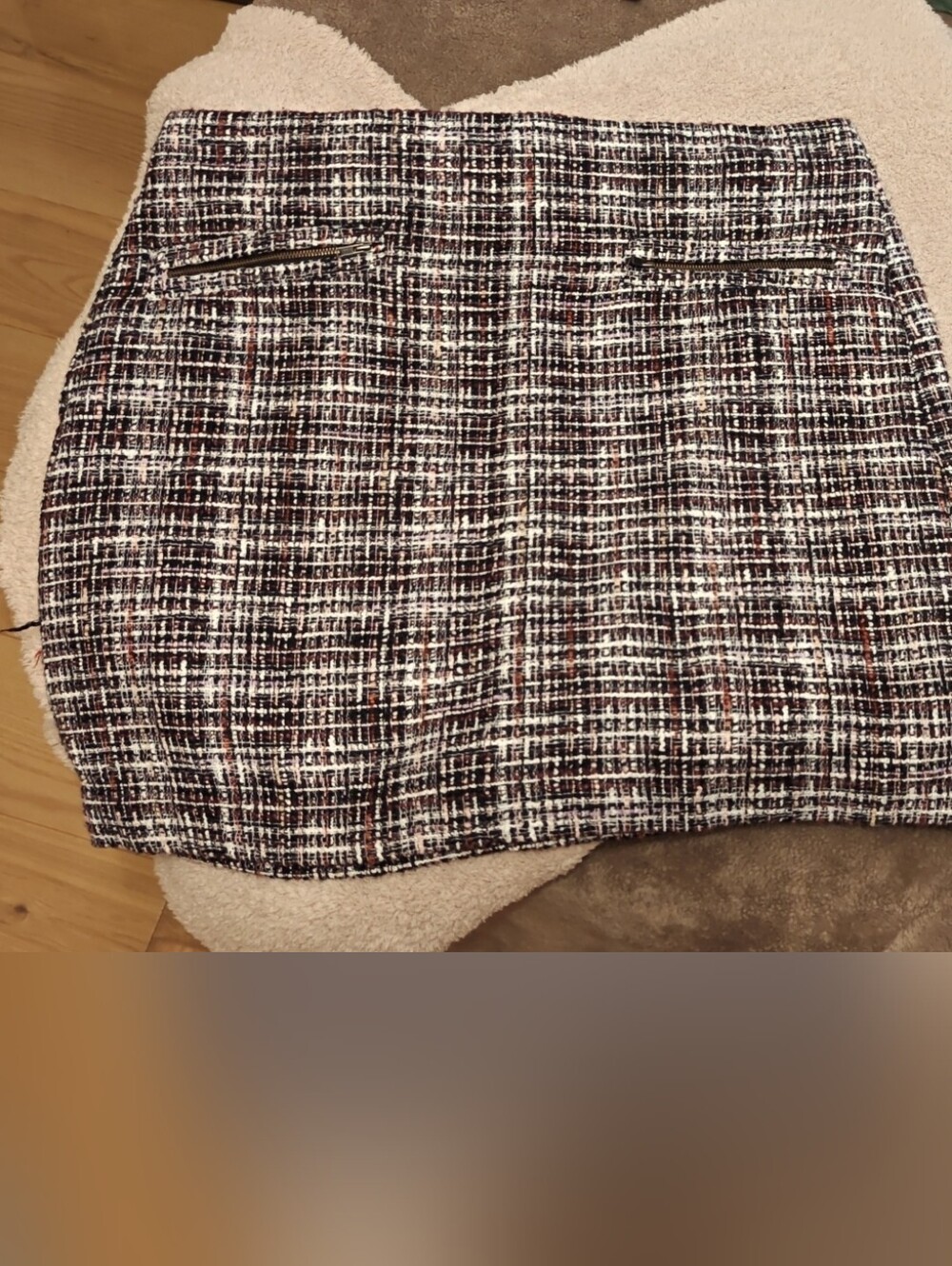 LOFT Multicolor Tweed Mini Skirt in Black, White, Pink, Maroon